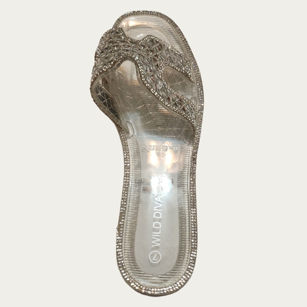 Wild Diva CLEAR MIRRORED Glam Slide Sandals, SIZE 7 - Picture 10 of 13